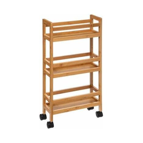 Northix Carrello stretto 3 livelli in bambù con ruote (1/5)
