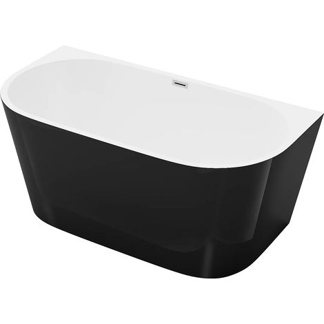 Vasca da bagno semi freestanding 200 litri 149,5 x 75 x 58 cm - Acrilico - Nero brillante - DIVINA