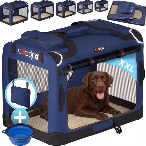 CADOCA® Hundetransportbox faltbar Katzentransportbox Transportbox Autobox Hundebox Box versch. Größen Farbwahl  XXL - Navy Blau
