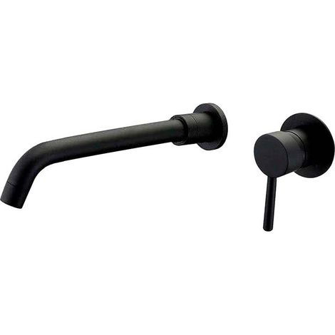 VALAZ Grifo lavabo empotrado redondo monomando negro mate caño 26cm serie Guadiana (1/4)