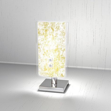 Abatjour Moderno Tray Metallo Bianco Vetro Foglia Oro 1 Luce G9 (1/3)