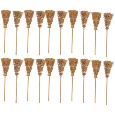 Lot de 20 Balai miniature, Corde blanche, bois, Décoration Halloween, Maison poupée（Troisième trimestre : Nouveaux produits en septembre） (1/5)