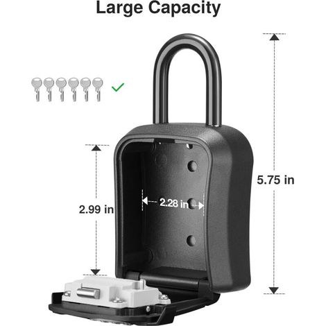 Cassetta di sicurezza, cassetta di sicurezza per chiavi da parete e cassetta a combinazione portatile con codice resettabile, cassetta di sicurezza per chiavi di casa esterne, contenitore per chiavi d (1/4)