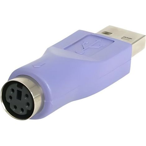 Adaptateur PS/2 vers USB - - Modèle F/M - Connecteur USB-A mâle - Garantie à vie - Violet (1/2)
