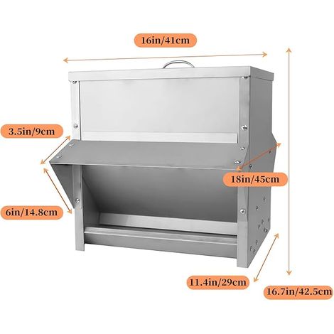 Chicken and Duck Feeder Stainless Steel for Poultry, Quail (1/4)