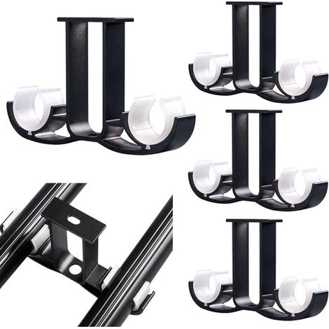 Ensemble de 4 supports de tringle à rideaux doubles - vis incluses - noir moderne (1/5)