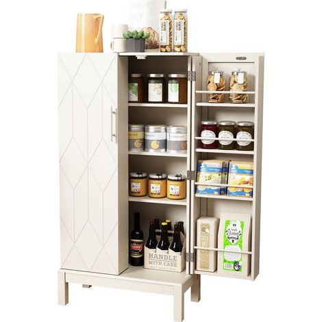 Küchenschrank mit verstellbarem Regal, weiß, freistehend für Küche & Bad (1/5)