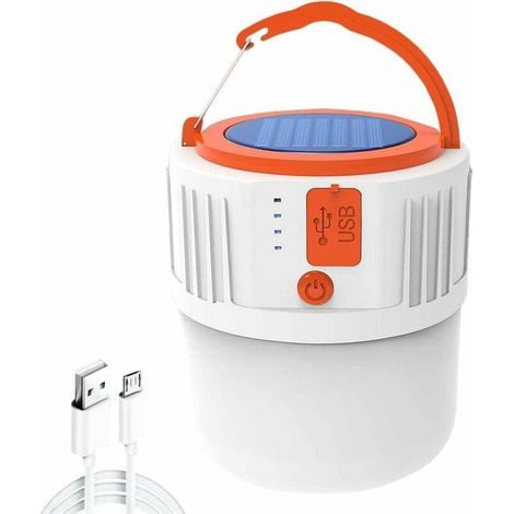 Solar Rechargeable Camping Light, Portable LED Camping Light and Lamp with Hook and 5 Lamp Modes, USB Charging Port and Solar Tent Light IP42 Waterproof for MUMU (1/4)