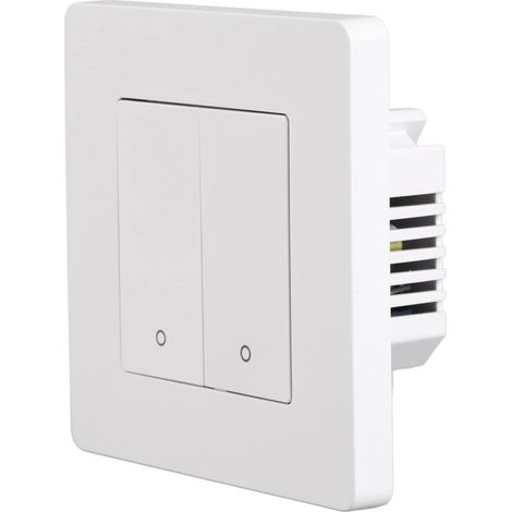 Smart Light Switch Panel, AC100-240V 2 Gang Timing Smart Dimmer Switch Sharing Device for Home (White) (1/5)
