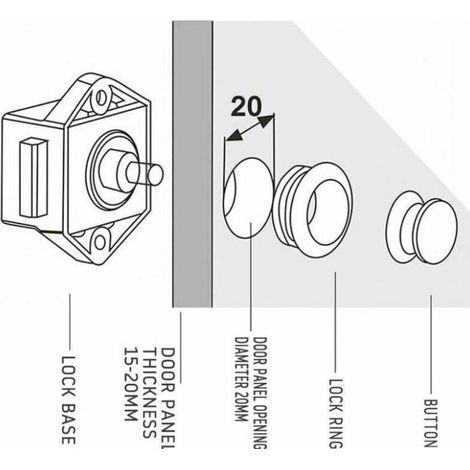 Lntyq Lot de 5 Boutons Poussoirs Loquets sans Clé - Serrures de Porte Meuble Fermeture pour RV, Caravane, Placard, Meuble d'Épaisseur (Blanc) (1/5)