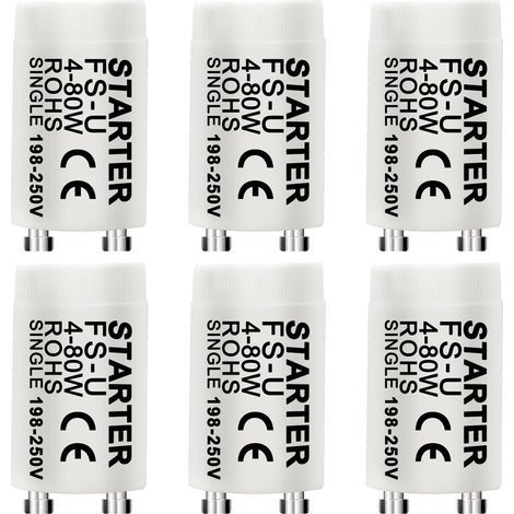 Kit de 6 Starter, Compatibilité 4-80 W, Pour Tube Fluorescent Et LED, Usage Domestique (1/5)