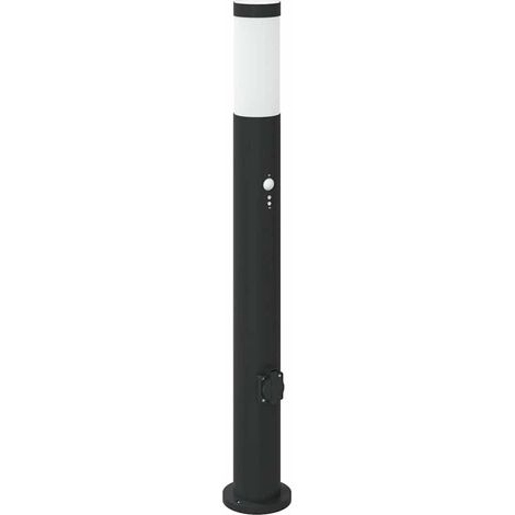 Baliza luminosa con sensor y toma de corriente, 80 cm, acero inoxidable, IP44 vidaXL