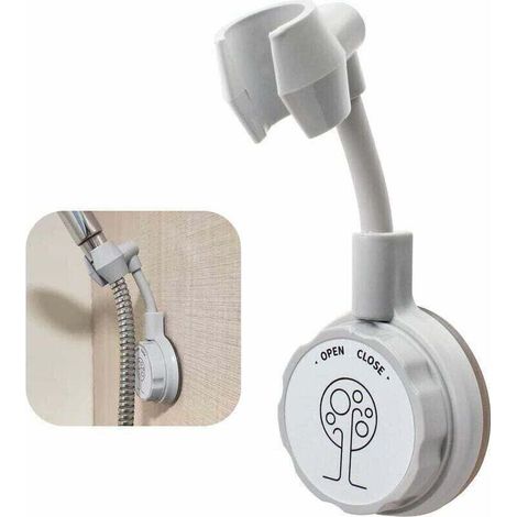 Curseur barre de douche Support De Pomme De Douche Ventouse, Ajustable Soutien Pommeau Douchette, Le Support de Douche Orientable à 360° Convient à l'installation D'une Douche de Salle de Bai,de DEBUN (1/4)