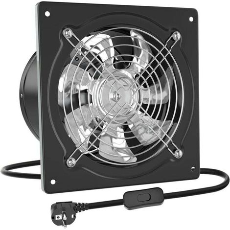 150mm Wall-Mounted Extractor Fan with Non-Return Valve, Metal Construction, EU Plug for Office, Attic, Garage, Kitchen, Bathroom (1/4)