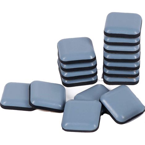(16 Pièces) PTFE Téflon Carré Auto-adhésives Coulisses de Meubles Adaptés Aux Sols et Tapis Lisses (Carré, 20X20mm) (1/5)