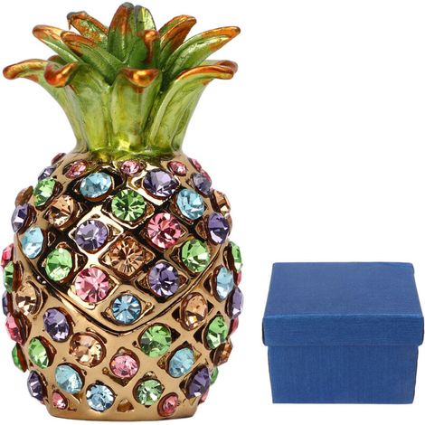 Pineapple Trinket Box, Mini Size Rhinestone Alloy, Bright Colors, Wide Application, Jewelry Box for Dressing Table (1/5)
