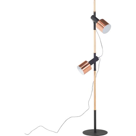 Lámpara de pie negra cobrizo 125 cm focos orientables redondos vidrio transparente diseño moderno Owens (1/5)