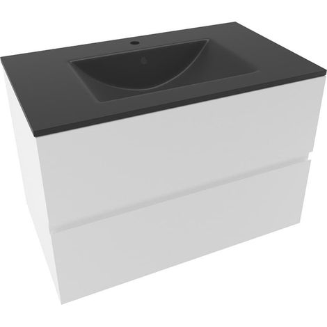 Ensemble meuble avec vasque - Naturel Verona - 80x50x45,5 cm suspendu - Blanc