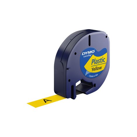 DYMO Cinta 12mmx4mt -Negro/hiperAmarillo para maquina letratag