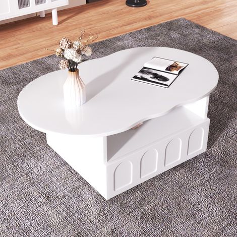 Mesa de centro nube con cajón y nicho de almacenaje, blanca HAVRYA (1/5)