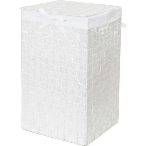 Compactor Tex Cesto Portabiancheria Quadrato Con Coperchio, Bianco, Tessuto Con Struttura In Metallo, Fodera In Lino Rimovibile, 30 x 30 x 50 cm, RAN6889 (1/5)