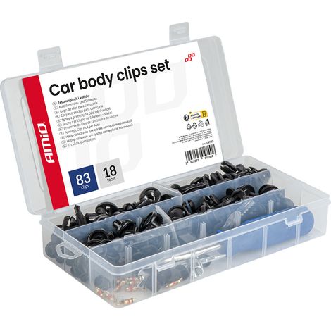 Kleiner Satz Kfz-Clips und -Stifte mit Werkzeugen 83+18 Stück amio-04740 (1/5)