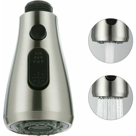 1 Douchette extractible, 2 types de jets, finition brossée, bouton Eco-stop, compatible robinet mitigeur (1/5)