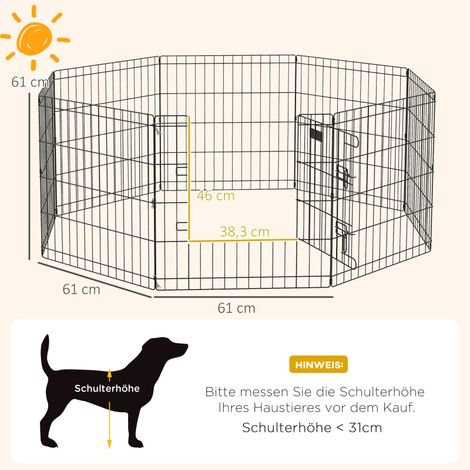 Parc de jeu pour chiots petit modèle noir hauteur 61cm avec porte, enclos compact adapté appartement et balcon pour jeunes chiens (1/5)
