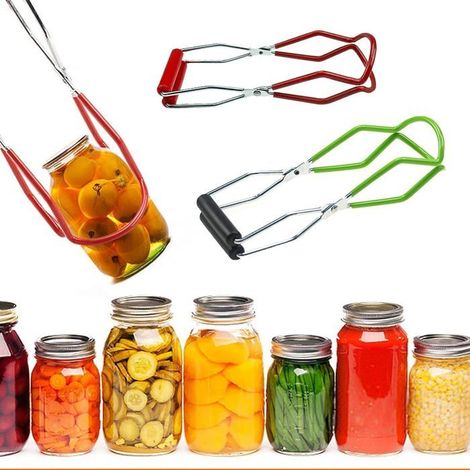 2 pinces pour bocaux, levage sécurisé verre, anti-brûlure, couleur rouge et verte, idéales pour la cuisine et la conservation (1/5)