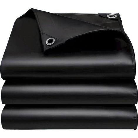 Bâche imperméable robuste 2x3m, bords renforcés, résistante aux UV, adaptée au camping, aux toits et autres emplacements extérieurs, noire. (1/5)