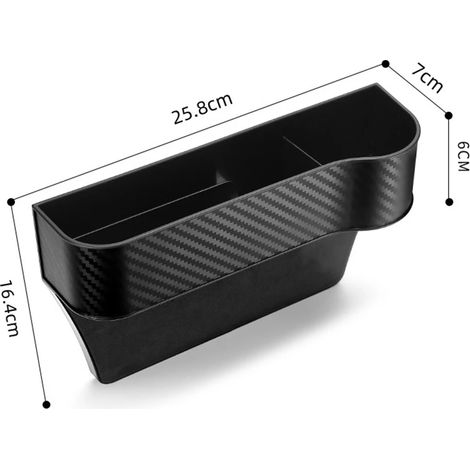 (À droite) Organisateur de siège auto, boîte de rangement pour fente de siège, motif fibre de carbone, multi-usage, pour portefeuille ou téléphone. (1/4)