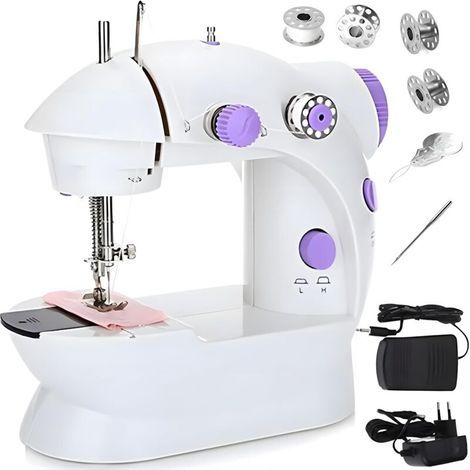 Apex – Machine à coudre portable 2 vitesses – Éclairage LED – Pédale de pied – Fonction coupe fil intégrée – 5 bobines et aiguilles de rechange
