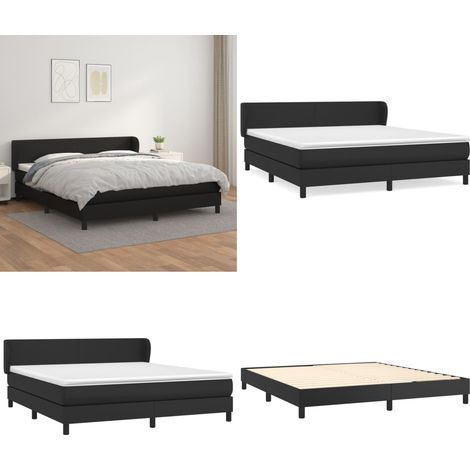 Boxspringbett mit Matratze Schwarz 160x200 cm Kunstleder - Boxspringbett - Doppelbett - Bettenrahmen - Kunstlederbett - Schwarzes Bett - Home & Living (1/5)