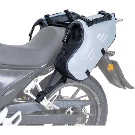 Sacs de moto étanches 24L (12L x 2) gris avec bandes réfléchissantes (1/5)