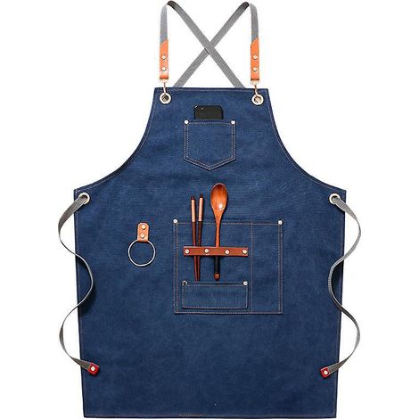 (bleu)tablier De Cow-boy De Haute Qualit Avec Poches Pour Coiffeur, Peintre, Jardinier, Styliste De Coiffure Pour Femme Et Homme (1/4)