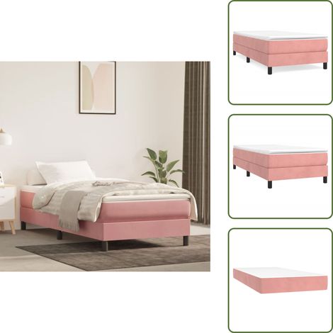 Boxspringbett mit Matratze Rosa 80x200 cm Samt - Samtbett - Boxspringbett - Doppelbett - Rosa Bett - Schlafzimmer Dekoration (1/5)