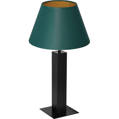 Lampe de table noir métal abat-jour vert doré 56cm E27
