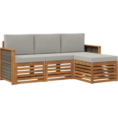 Outdoor Sofa Set with Cushion 4 pcs Natural and Light Grey vidaXL (1/5)