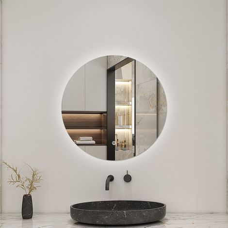 AICA Bathroom Round 600MM LED Mirror with Dimmable LED Illuminated, Memory function and Touch control Wall Mounted Vanity Mirror (1/5)