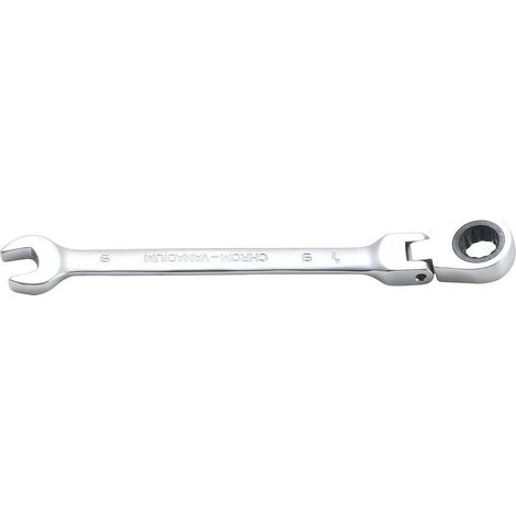Clé Mixte à Cliquet à Couder 9 mm - Précision et Maniabilité, Acier, Zones Difficiles - D-Work (1/5)