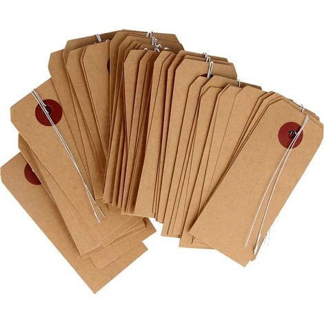 Artemio 50 Etichette in Carta Kraft con Filo, Marrone, 4 x 9 cm (1/3)