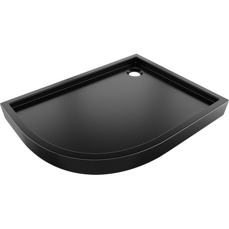 Mexen Flow+ asymmetrische rechte, halbrunde Duschwanne 100 x 90 cm, schwarz matt - 46Q709010RH (1/5)