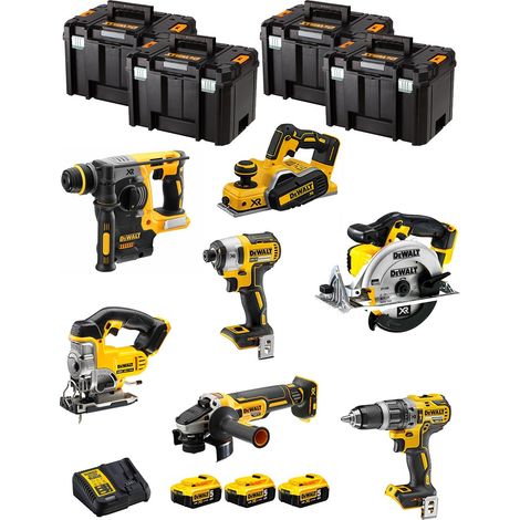 Dewalt – Pack de 6 outils électroportatifs 18V – Perceuse DCD796 avec moteur Brushless – Perforateur DCH273 – 3 batteries 5Ah – Coffret TSTAK VI (1/5)