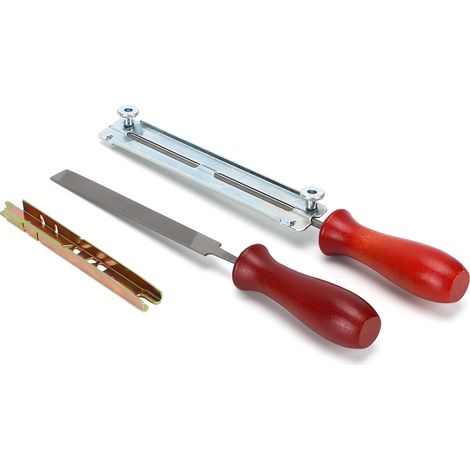 Kit affutage scie a chaine acier bois jauge profondeur guide lima mains 15x1.5x0.9cm 30x3cm 27x3cm 325g 1 jauge 1 guide 1 lime (1/5)