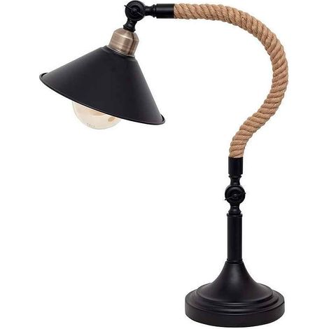 FAB 150771009 Plateau de table Cabo 1xe27 Corde de Chanvre Noir 57x21,5x33 Cm (1/3)