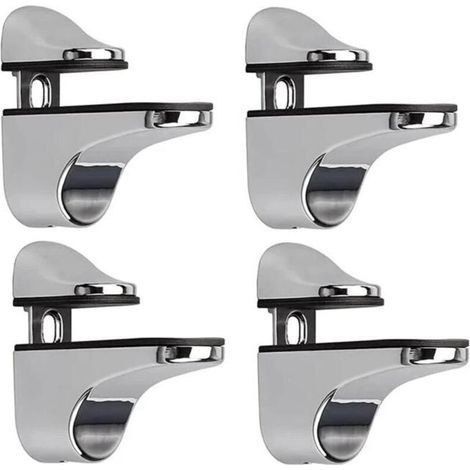 Support D'étagère en Verre Réglable, 4 Pcs Support D'étagère en Verre, Pince en Verre à Fixation Murale, Support pour Étagères en Verre, pour Tablette Verre (1/4)