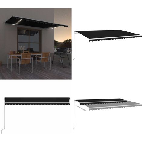 Markise Manuell Einziehbar mit LED 500x300 cm Anthrazit - Gartenmarkise - Ausziehbarer Sonnenschutz - Markise Anthrazit - Markise Weiß - Alu-Markise - Home & Living (1/5)