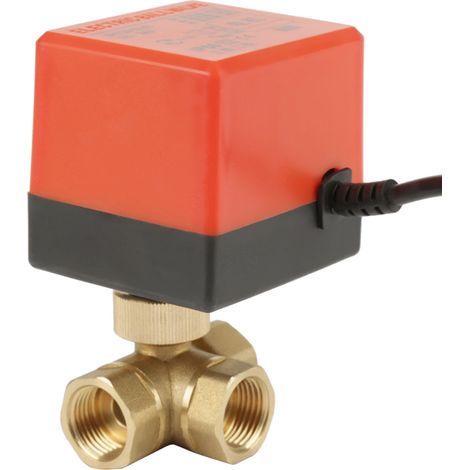 Vanne à bille motorisée électrique 3 voies en laiton G1/2" DN15 220V AC pour régulation de débit (1/5)