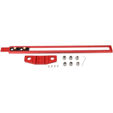 Règle de Positionnement de Perçage Règle Carrée en T pour le Travail du Bois en Alliage D'aluminium, échelle Métrique en Pouces de 50 Cm, avec Manchons de Perçage (1/5)