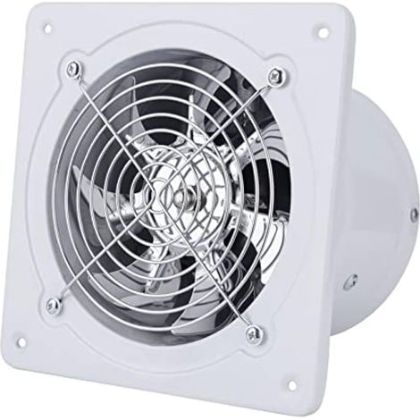 Ventilateur extracteur d'air - Diamètre : 200 mm - Ventilateur mural - Ventilateur industriel - Consommation d'énergie - Fonctionnement silencieux - Pour salle de bain, cuisine, WC - Blanc (1/5)
